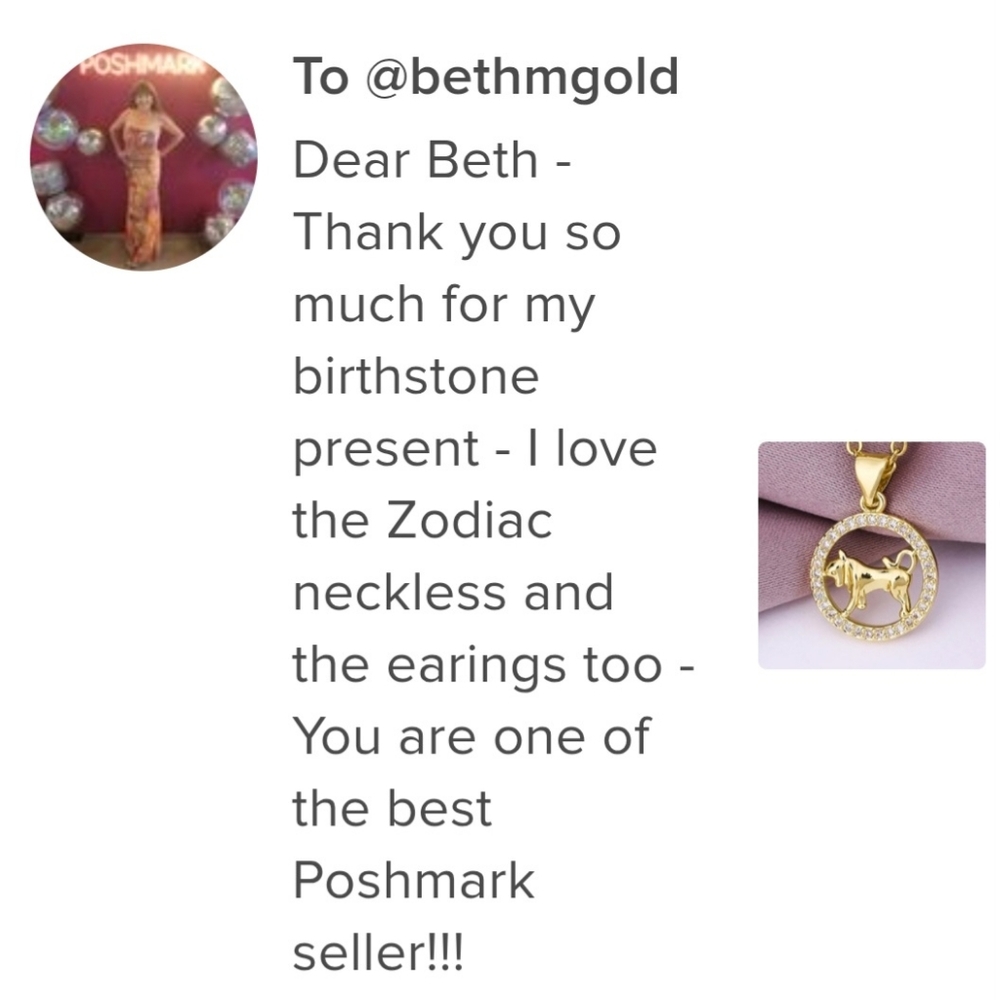 April/May Zodiac Taurus Necklace Inlaid Zircon Gold Plated Stainless Steel - Picture 3 of 16